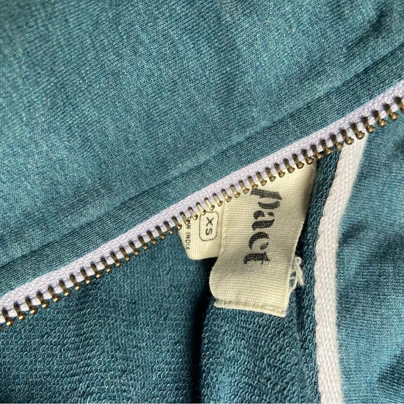 Pact Organic Cotton Teal 1/4 Zip Gorpcore Pullover Sweatshirt XS - Picture 5 of 6